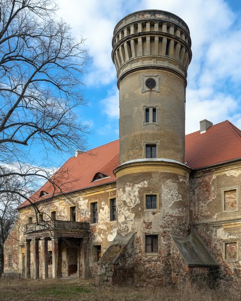 Pałac w Osetnie, widok z zewnątrz, Nowy dach